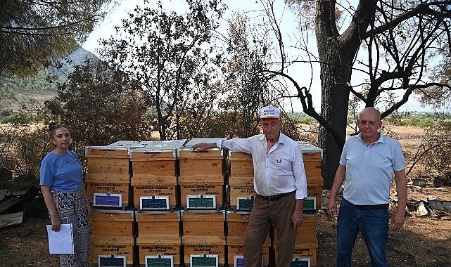 Yangında Kovanları Zarar Gören Arıcıya Büyükşehir’den Destek